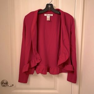 Red ruffle cardigan